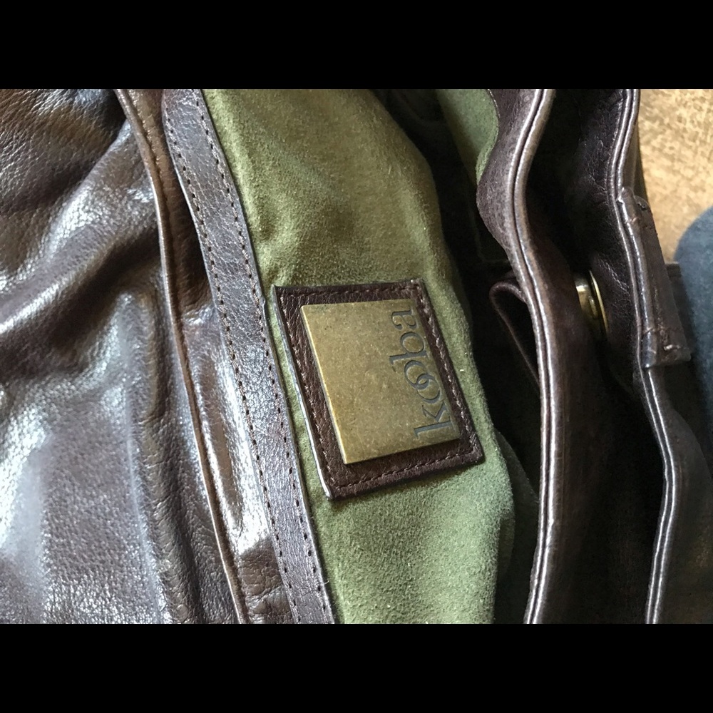 Vintage 90's-y2k Kooba dark brown leather shoulder bag tote crossbody saddle - Picture 6 of 9